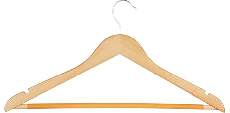 Honey-Can-Do Sturdy Maple Wood Hangers – Non-Slip Grooved Bar, Perfect for Shirts and Suits, Durable & Stylish, 24-Pack