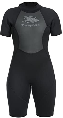 Trespass Scubadive, Black, M, Kurzer Neoprenanzug mit 7mm-Reißverschluss für Damen, Medium, Schwarz