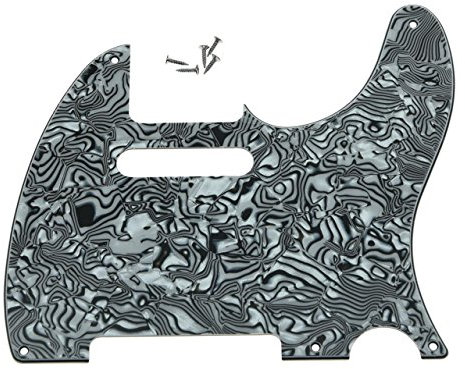KAISH American Vintage 5 Hole Tele Pickguard TL Guitar Pick Guard Scratch Plate for Tele/Telecaster Black White Shell
