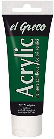 KREUL 28317 - El Greco Acrylic, 75 ml Tube in laubgrün, hochpigmentierte, glänzende Acrylfarbe in Studienqualität, buttrig vermalbar, für pastose Malerei
