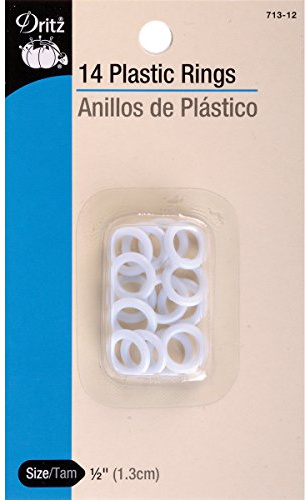 Dritz 713-12 Plastic Rings, 1/2-Inch, 14-Count , White