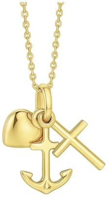 fish Goldkette Mit Anker Herz Und Kreuz Anhänger Verstellbare Länge Geschenkbox