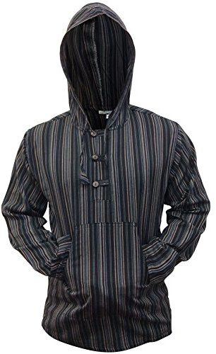 SHOPOHOLIC FASHION Multicolor Dharke Rayas Abuelo Sudadera con Capucha Camisa, Ligero - Negro Mezcla, Large