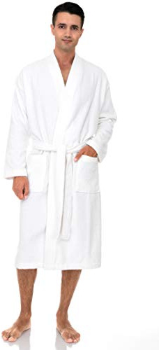 TowelSelections Mens Robe Cotton Terry Cloth Bathrobe Soft Towel Bath Robe for Men Large-X-Large White