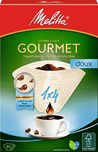 Melitta, 80 Kaffeefilter, Größe 1 x 4, für Filterkaffeemaschine, Gourmet, weich, weiß