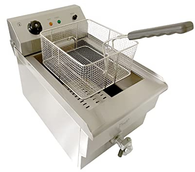 Commercial Deep Fat Fryer 13L, Electric Chip Fryer Restaurant Catering | 13 litre capacity, 3kW power, adjustable temperature, drain tap, stainless steel, perfect for restaurants, cafes, takeaways
