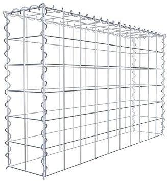 GABIONA Cesta de piedra de gavión rectangular, malla de 10 x 10 cm, profundidad de 20 cm, cesta de cultivo tipo 3, cierre de espiral, galvanizado (100 x 60 x 20 cm)