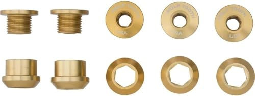 Wolf Tooth Components 1x 6mm Chainring Bolt: Gold Set of 5 Dual Hex Fittings