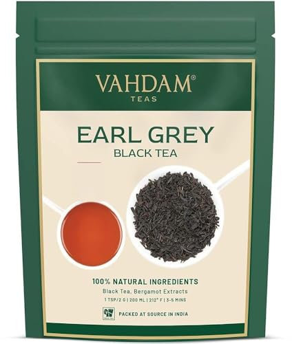 VAHDAM, Earl Grey Tea Loose Leaf 340g (170+ Cups) Citrusy & Delicious Black Tea Blended With Pure Oil Of Bergamot | Unblended Single Origin Black Loose Leaf Tea | Vacuum Sealed Pack