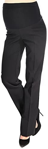 MijaCulture Pantaloni Premaman Classici ed Eleganti, Formal Smart 1011A (L, Nero/Interno Gamba 80cm)