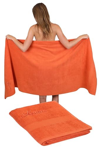 Betz Lot de 2 Serviettes à Sauna France 100% Coton dans Plusieurs Couleurs, Taille 80 x 200 cm Color Orange