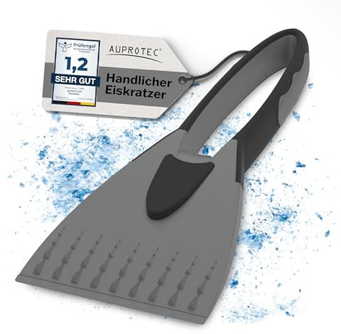 AUPROTEC Eiskratzer – 2K / Eiskratzer Auto mit rutschfestem Softgriff/Scheibenkratzer Auto/Schneekratzer Auto/Scheibenkratzer Winter/Eisschaber Auto - Grau