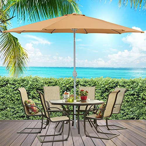 Best Choice Products 9ft Outdoor Water/UV-Resistant Market Patio Umbrella w/Crank Tilt Adjustment, 180G Polyester, Wind Vent, 1.5in Diameter Aluminum Pole - Beige
