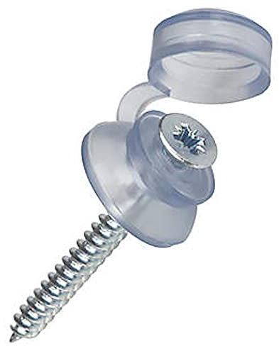 Merriway BH02184 (100 Pcs) Roofing Screw with Clear Waterproof Plastic Cap and Washer - Pack of 100 Pieces, Silver