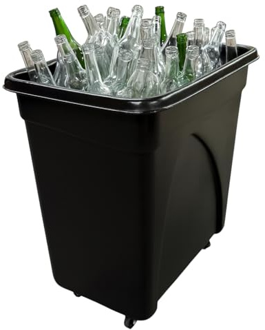 Chabrias Ltd Mobile Glass Bottle Recycling Bin, 184 L Bottle Skip/Bar Truck – Heavy-Duty UK-Made, Leak-Resistant Smooth Interior, Stackable Design, 4 Swivel Castor Wheels – Black