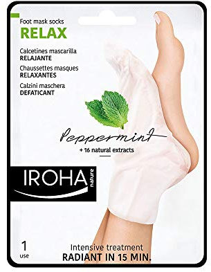 IROHA NATURE - Calzini Rilassanti per Piedi | Menta e Burro di Karité | Trattamento Intensivo per Piedi Stanchi | Effetto Freddo, Naturali e 100% Vegani