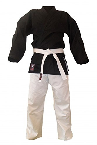 Budodrake Kobudo-Anzug Schwarze Jacke/weiße Hose (120)
