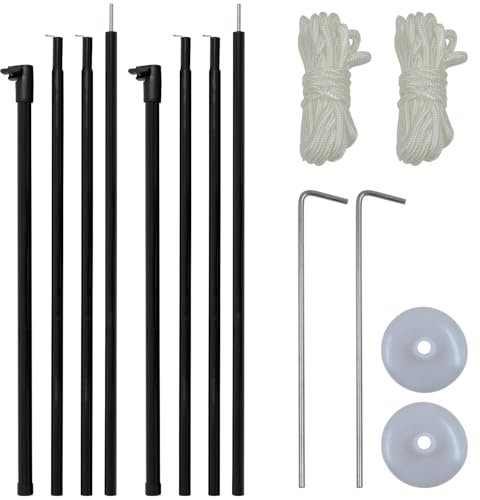 Andes Set Of 2 Universal Telescopic Adjustable Steel Tent/Awning Poles 180-220cm