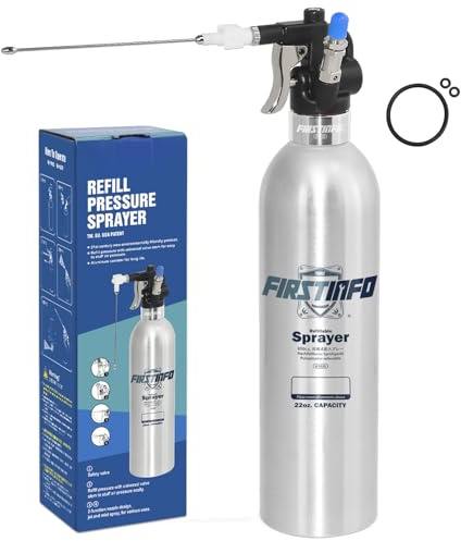FIRSTINFO 650ml Refillable Pressure Sprayer, Two-Way Nozzle A1635 | Air pressurised, aluminium canister, 110 PSI, two-way nozzle. For brake cleaner, degreaser, lubricant & anti-rust