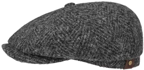 Stetson Hatteras Schirmmütze Britischer Stil Fischgratmuster Damen und Herren Herbst Winter schwarz 59 cm