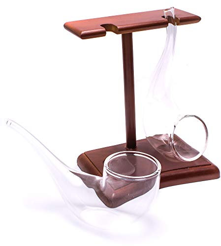 CKB LTD® Brandy Pipe Sipping Glasses Set With Wooden Display Stand Verre à Cognac Brandy 75ml - Pack of 2