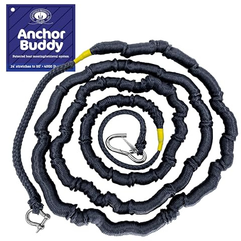 Greenfield Anchor Buddy, The Original Bungee Anchor Line for Boats. 14ft to 50ft Stretch. Elastic Anchor Rope, Bungee Anchor Line.