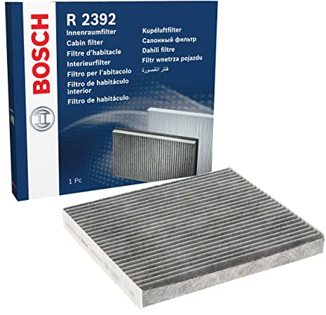 Bosch R2392 Filtro de Habitáculo de Carbón Activo - Filtro de Repuesto Contra Olores Desagradables, Polen y Polvo, Para un Aire más Limpio en el Vehículo