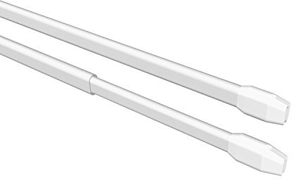 Flairdeco Vitragestangen mit Schraubhaken, oval, Metall-Kunststoff, Weiß, ausziehbar 100-180 cm, 2 Stück