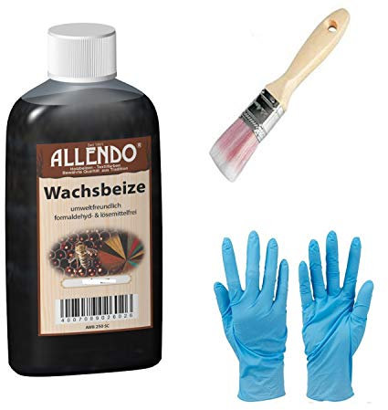 Wachsbeize Holzton inkl.1 Pinsel zum Auftragen (250 ml nussbaum-hell)
