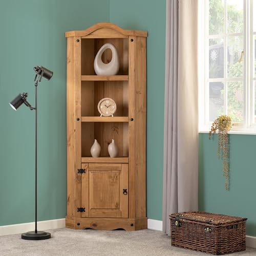 Seconique Corona Corner Unit in Distressed Waxed Pine