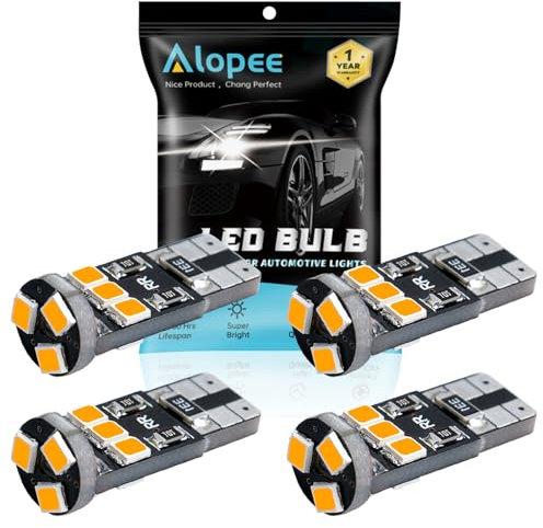 Alopee - Paquete de 4 - Ámbar/Amarillo 194 T10 168 2825 W5W 158 2835 9 Bombilla LED Canbus SMD, 12V Iluminación Interior del Automóvil para el Techo Mapa Mapa Tablero de Luces Luces de Matrícula