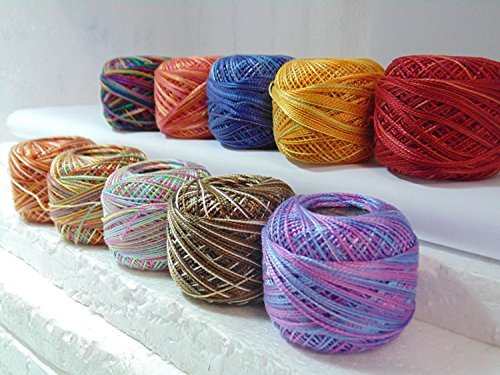 10 x Anchor Variegated Pearl Cotton Balls Size 8 Assorted Basic 10 Most Demanding Colours