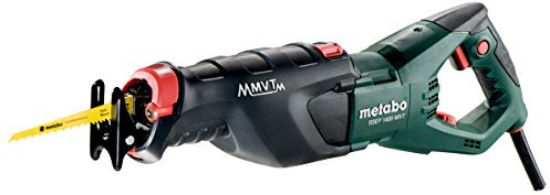 metabo Säbelsäge SSEP 1400 MVT - 1400W, 0–2800/min Hubzahl, 32 mm Hub, 3-fach Pendelhub - Werkzeugloser Sägeblattwechsel, LED-Licht, Tiefenanschlag, vibrationsarm - Mit Sägeblätter & Kunststoffkoffer