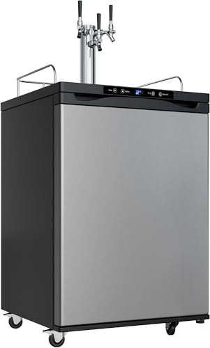 EdgeStar KC3000SSTRIP Full Size Triple Tap Kegerator with Digital Display - Black and Stainless Steel