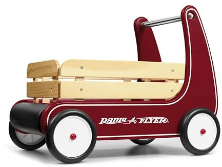 Radio Flyer Classic Walker Wagon, Sit to Stand Toddler Toy, Wood Walker, For Ages 1-4, Red