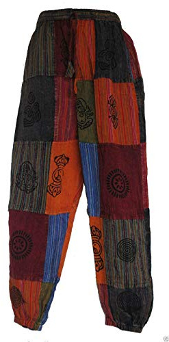Commerce equitable Nepal coton Patchwork Pantalon avec le Real Patches (Multicoloured) (Medium)