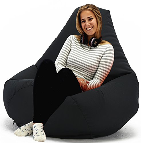 Beautiful Beanbags - XXX-L Giant Highback Beanbag - Water-Resistant, Suitable for Indoor or Outdoor Use, Great for Gaming or Garden Chair - Black