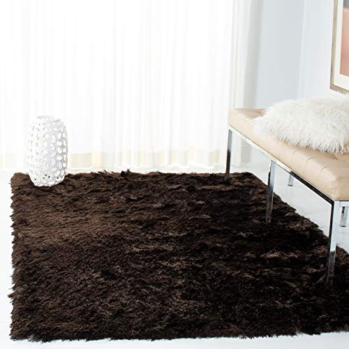 Safavieh Alfombra Shag Sala de Estar, Comedor, Dormitorio - Paris Shag Collection, Pelo Largo, Plata, 61 X 91 cm