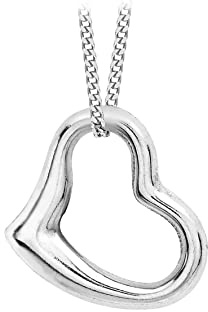 CARISSIMA Damen Diamantschliff Panzerkette mit 12mm x 10mm Herz Slider Anhänger 9k(375) Weißgold 0.7mm 46/18zoll