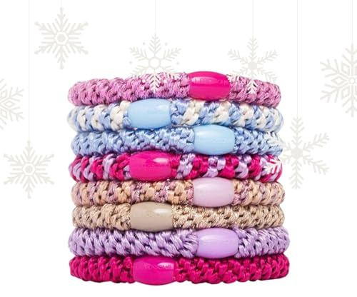 L. Erickson Blue & Pink Hair Ties for Thick Hair, Grab & Go Ponytail Holders, 8 Pack, Prim Pastel, Thick No-Crease Bands with Strong Hold, Damage-Free Design, Soft Stylish Blend