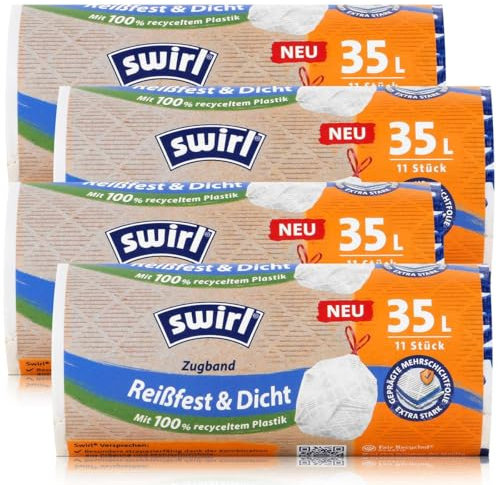 4x Swirl Zugband Müllbeutel 35L (15 stk./ Rolle)