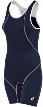 ASICS Women's Snap Down Wrestling Singlet, Navy/White, Large