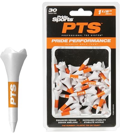 PrideSports PTS Plastic Golf Tees | 30 Count, 1-1/2 Inch | #1 Plastic tee on Tour | Best for Irons, Hybrids, and Woods