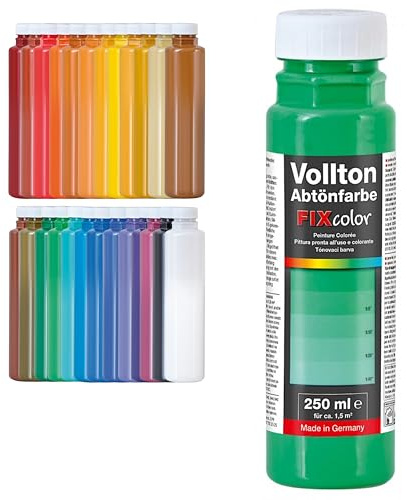 PUFAS decotric FIXcolor Bunte Abtönfarbe Frühlingsgrün - 250 ml I Dispersionsfarbe für dekorative Anstriche und wasserbasierten Materialien I Hohe Farbkraft & Ergiebigkeit