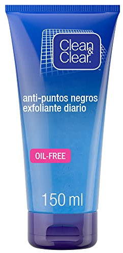 Clean & Clear Exfoliante facial diario anti puntos negros e impurezas, suave gel exfoliante facial para el cuidado del rostro, limpiador facial en crema, 1 x 150 ml