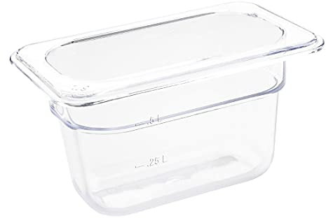Vogue Plastic 1/9 Gastronorm Container 100mm Clear - Fridge, Freezer Organizer Bins for Food Kitchen Storage U243