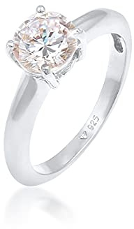 Elli Bague Femme Solitaire avec Pierres de Zircon Cubique en Argent Sterling 925