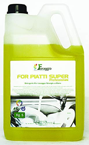 FOR Piatti Super KG. 5, PH neutro detergente ultraconcentrato per il lavaggio manuale di piatti, posate, pentole, stoviglie - Limone