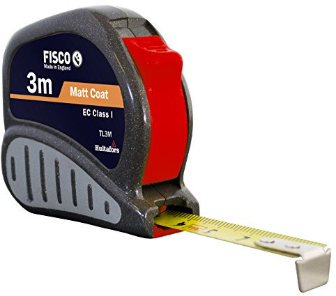 Fisco Tri-Lok Profi-Rollbandmaß, Klasse I, ABS, Gummigriff, Breite 13 mm, Länge 3 m