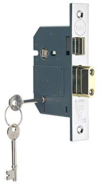 Yale Locks PM560CH30 Hi-Security BS 5 Lever Mortice Sash Lock 80mm 3-inch - Polished Chrome Finish